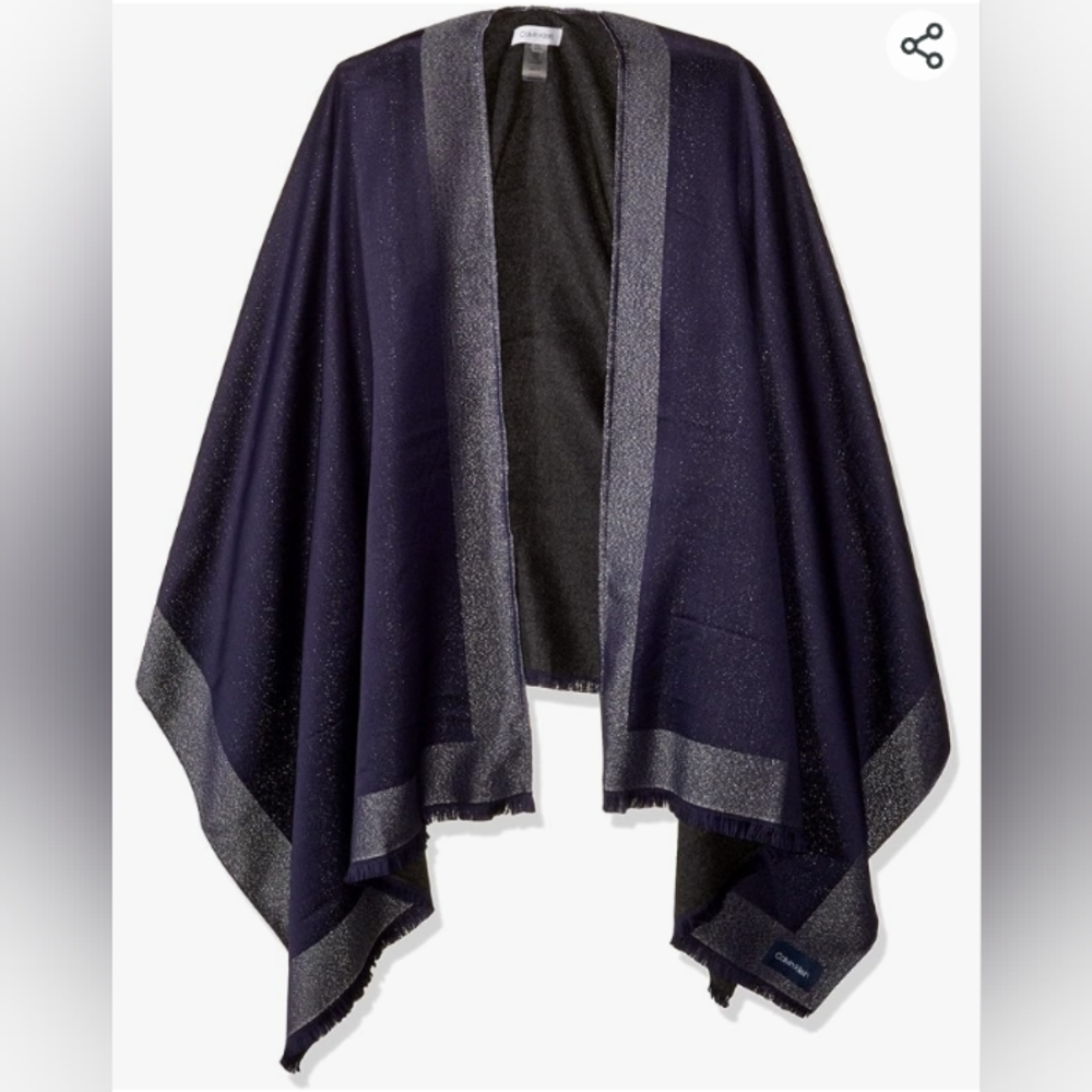 Calvin Klein Lurex Border Shawl With Brushed Back